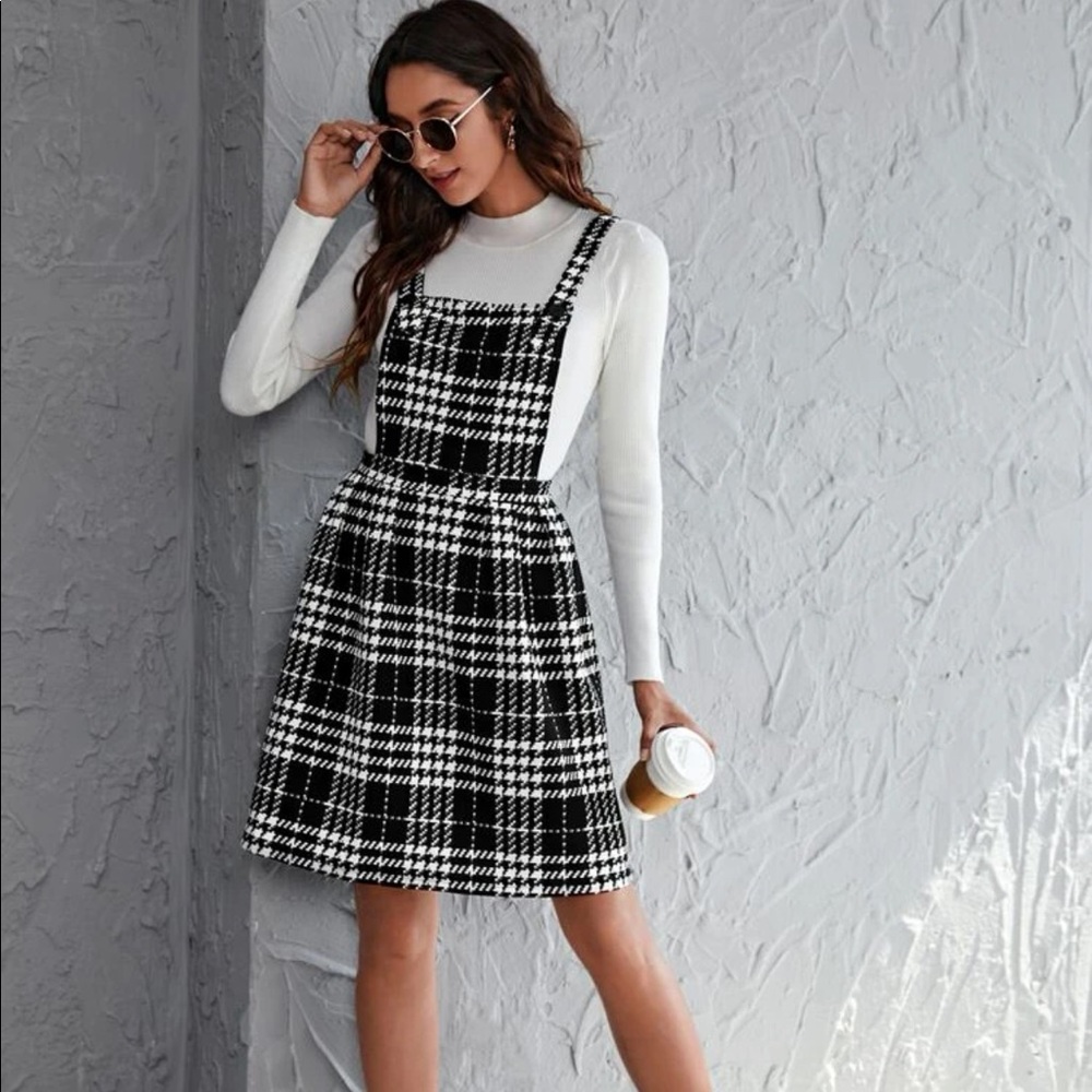 Plaid overall dress